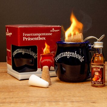 Feuerzangentasse Prsentbox Mitternachtsblau mit Rum