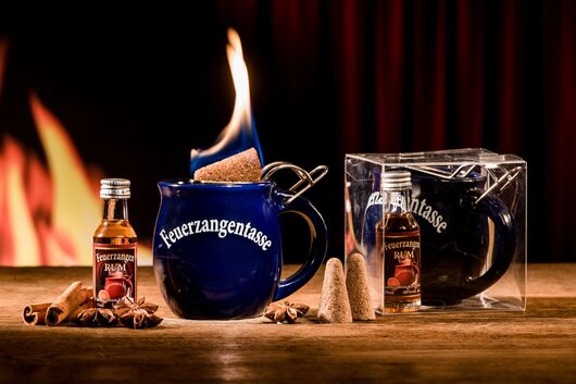 Feuerzangentasse Prsentbox Mitternachtsblau mit Rum