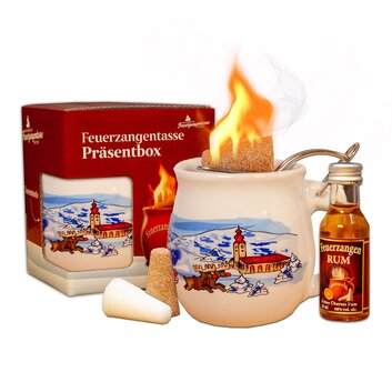 Feuerzangentasse Prsentbox Wei / Weihnachten mit Rum