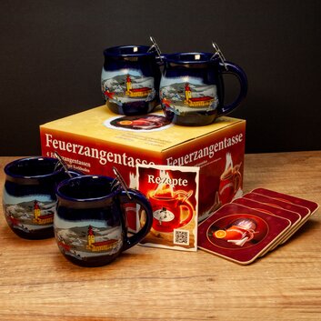 Feuerzangentasse 4er-Set Blau/Winter